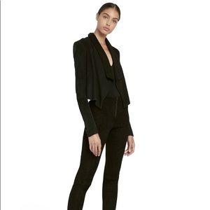 NWT $898 Alice + Olivia Harvey Suede Leather Open Front Jacket Coat